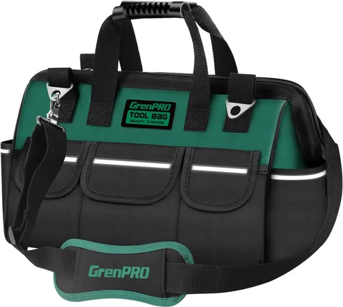 Miniatura 8 de GrenPRO Bolsa organizadora de herramientas para hombres, bolsas de herramientas pequeñas de boca ancha, bolsa de herramientas de mango suave de 13.5
