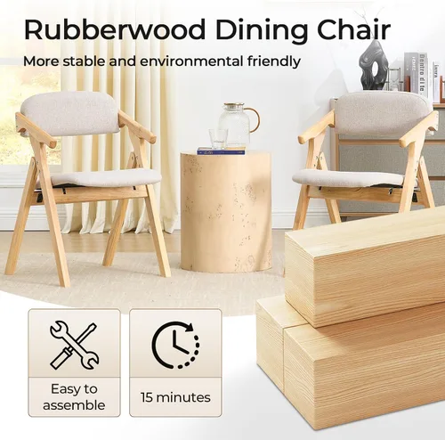 Miniatura 5 de Sillas plegables con asientos acolchados, silla de comedor apilable de madera, sillas de comedor plegables fáciles de almacenar para cocina, sala