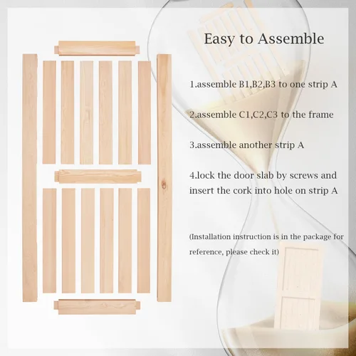 Miniatura 7 de EaseLife - Puerta corrediza de granero de madera de 28 x 84 pulgadas, puertas interiores, montaje DIY, losa de paneles de abeto natural macizo