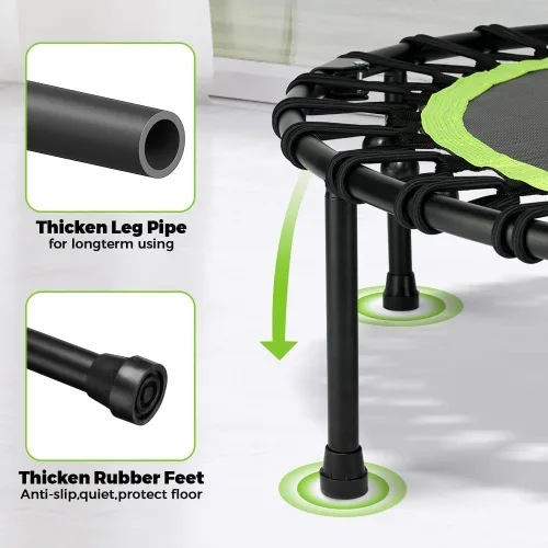 Miniatura 7 de ONETWOFIT Foldable Rebounder Trampoline for Adults, 40/45” Mini Fitness Trampoline W/Adjustable Foam Handle Bungees, Quiet Exercise Trampoline for