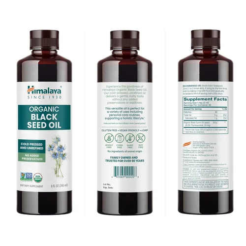Miniatura 7 de Himalaya Aceite de semilla negra orgánico - Prensado en frío, sin refinar, 0.5% timoquinona - 8 oz (23 mg/cucharadita)