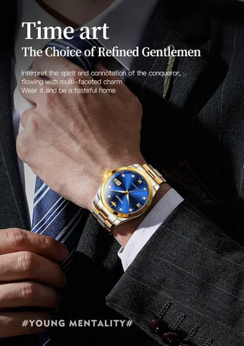 Miniatura 3 de OUPINKE Relojes mecánicos originales para hombres de lujo dorado con diamantes reales de zafiro de cristal números romanos vestido de negocios