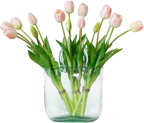 Miniatura 24 de DUYONE 15 flores de tulipanes artificiales, suave al tacto, realista, ramo de tulipanes de látex para el hogar, oficina, boda, fiesta, decoración