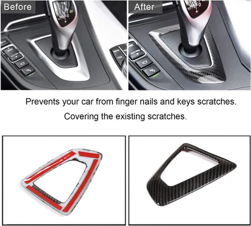 Miniatura 2 de Adhesivo de fibra de carbono para caja de cambios, marco de palanca de cambios, cubierta de marco, ajuste interior compatible con BMW F20 F21 F22