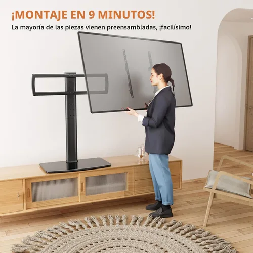 Miniatura 5 de Soporte/Base Universal Giratorio para TV de Mesa para Televisores de 40 a 86 pulgadas, Giro de 110 Grados, Altura Ajustable de 5 Niveles, Base