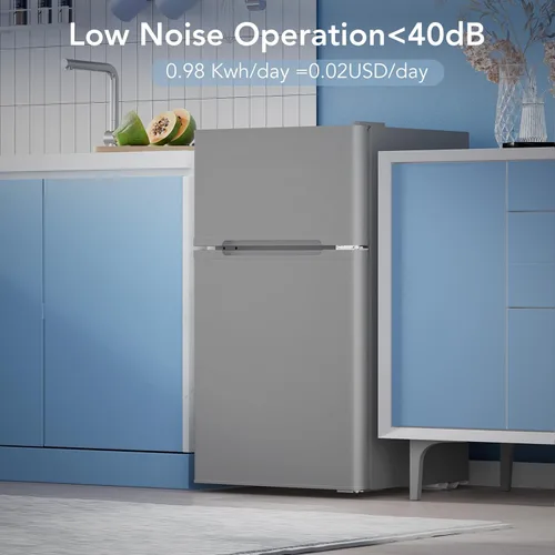 Miniatura 6 de Electactic Mini refrigerador con congelador, refrigerador compacto de 3.2 pies cúbicos con 2 puertas, refrigerador pequeño con termostato ajustable