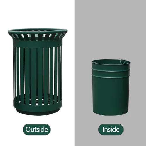 Miniatura 5 de Outdoor Metal Slatted Trash Receptacle,Waste Receptacle，Commercial Trash Cans,Zone Round Garbage Bin,Square Hotel Street Patio Indoor Metal Stan
