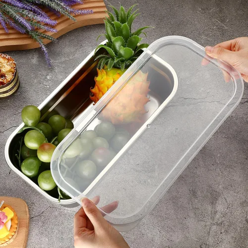 Miniatura 5 de 8 piezas recipientes de almacenamiento de alimentos de acero inoxidable 304 con tapas tamaño 1/3 bandeja de hotel pollo sartenes de grado