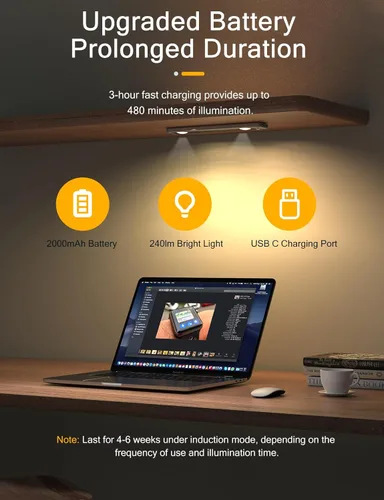 Miniatura 3 de YIGER Luces para debajo del gabinete, luz inalámbrica con sensor de movimiento para interiores, iluminación LED cálida de 10 pulgadas, funciona