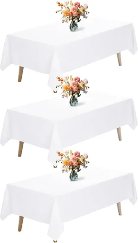 Miniatura 11 de Fixwal Paquete de 2 manteles rectangulares negros de 60 x 102 pulgadas, reutilizables, resistentes, lavables, para mesas de 6 pies, bodas, fiestas