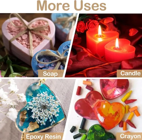 Miniatura 7 de 3 moldes de corazón de silicona con 8 cavidades en forma de corazón para hornear magdalenas de grado alimenticio, velas fáciles de limpiar, resina