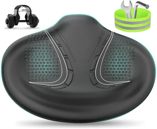 BLUEWIND Nuevo asiento de bicicleta de gran tamaño sin nariz, asiento de bicicleta ancho, diseño de respaldo novedoso para bicicleta eléctrica,