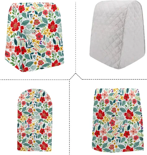 Miniatura 3 de Funda para batidora de pie floral con bolsillos, acolchada a prueba de polvo, compatible con KitchenAid de 5 a 8 cuartos de galón, Hamilton Beach