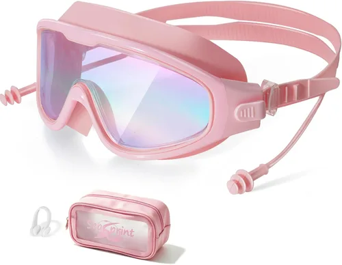Miniatura 26 de Gafas de natación para adultos, a prueba de fugas, gafas de piscina antivaho, gafas de natación de visión amplia con tapones para los oídos y clip