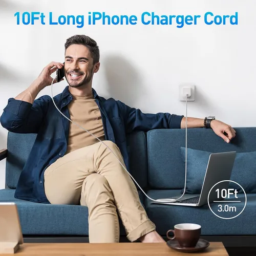 Miniatura 6 de Cargador para iPhone 15, 16, 17, carga rápida, cable de carga USB C de 10 pies de largo con bloque de carga rápida de teléfono tipo C de 30 W