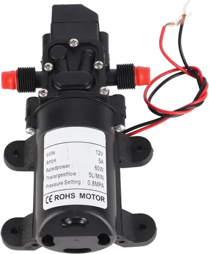 Keenso Bomba pulverizadora autocebante DC 12V, alta presión 5 L/min 116 PSI Bomba de diafragma de presión de agua dulce con abrazaderas de manguera,