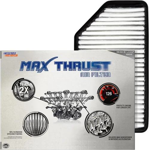 Miniatura 76 de Filtro de aire de motor Spearhead MPG Defense Max Thrust para vehículos de todo kilometraje, se adapta como el OEM, restaura MPG y aceleración