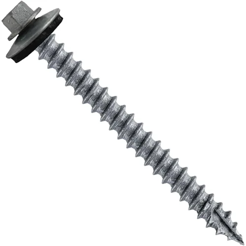 Miniatura 23 de 12 tornillos para techos de metal gris ABC de 2-1/2 pulgadas, cabezal de arandela hexagonal, arranque automático/roscado, arandela EPDM. 1 bolsa