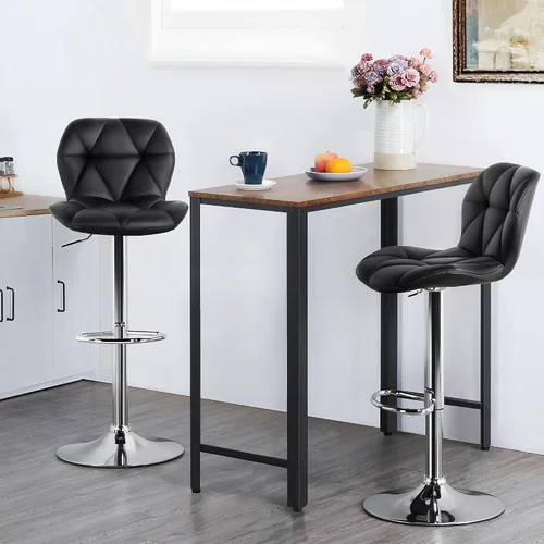 Miniatura 4 de Topeakmart 2 taburetes de bar de cuero PU 360° giratorio bar mostrador silla con respaldo Home Kitchen Bar Taburetes Negro