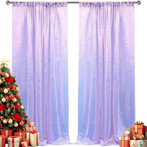 Miniatura 62 de 2 paneles de cortinas de fondo de lentejuelas verdes de 8 pies, cortinas de fondo de fotografía con purpurina para decoración de Navidad, boda