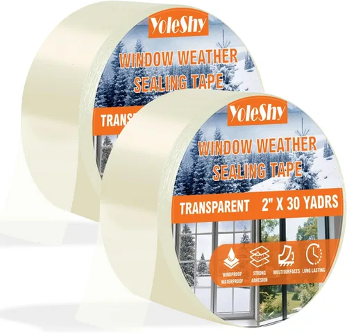 Miniatura 8 de YoleShy Cinta de sellado transparente para ventanas, 2 pulgadas x 30 yardas, sin residuos, cinta aislante de ventana resistente para puertas