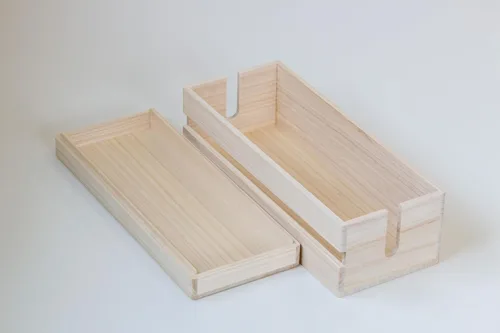 Miniatura 4 de 2 Set of Masuda Paulownia Wood Cable Management Box – Handmade Wooden Cord Organizer for Power Strips, Routers, Chargers – Eco-Friendly Desktop