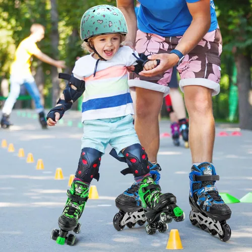 Miniatura 4 de Kuxuan Skates Patines ajustables de camuflaje para niños y niñas con ruedas iluminadas, divertidos patines iluminadores para niños, niñas y jóvenes