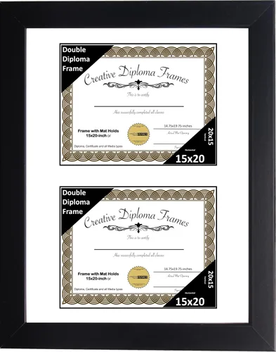 Miniatura 33 de Creative Picture Frames Marco de diploma doble clásico negro de 6 x 8 pulgadas con vidrio negro y colgador de pared instalado