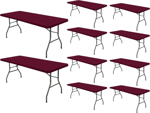 Miniatura 15 de Pack de 6 manteles de picnic elásticos ajustados para mesas rectangulares de 6 pies, impermeables, lavables, de spandex para patio, plegables