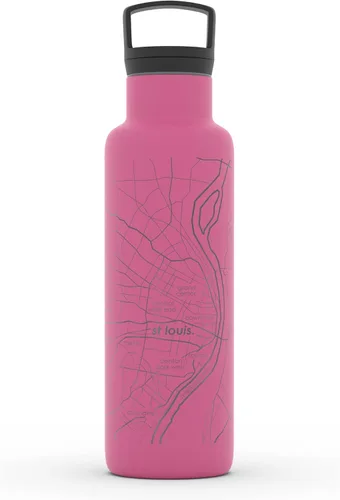 Miniatura 163 de Well Told Botella de agua aislada con mapa de Washington DC grabado, botella de acero inoxidable grabada (21 onzas, blanco) botella aislada de mapa