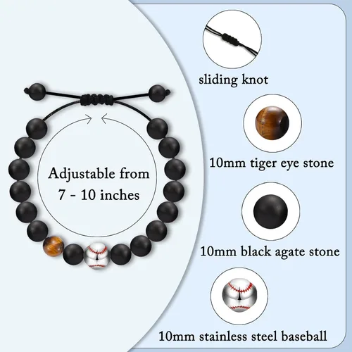 Miniatura 5 de IKIATY Pulsera de fútbol, béisbol, baloncesto, fútbol, regalos para adolescentes, niños, jugadores, hijos, nietos, sobrinos, amigos, hermano