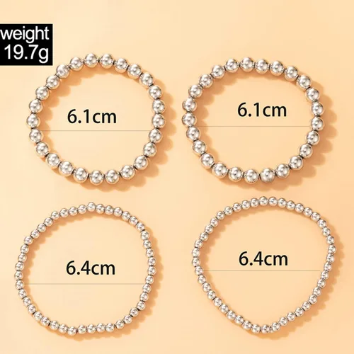 Miniatura 6 de Xerling 4 pulseras de cuentas doradas para mujer, pulseras de cadena de bolas de estrellas para adolescentes y niñas, pulsera elástica elástica