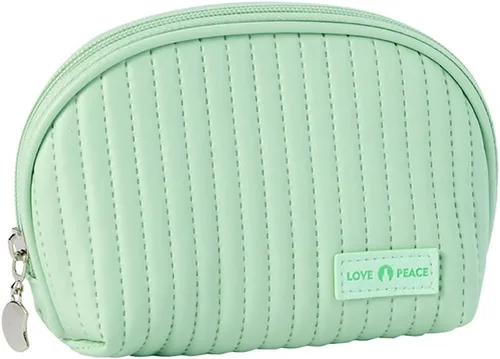 Miniatura 5 de Pequeña bolsa de maquillaje para bolso, bolsa de maquillaje de piel sintética linda, bolsa portátil para monedas, bolsa organizadora de lápiz Café