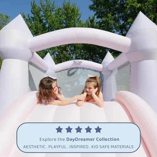 Miniatura 4 de Bounceland Bouncy Castle Daydreamer Casa Inflable Temática de Algodón de Azúcar, Casa Inflable Pastel con Tobogán, 12 pies de largo x 9 pies
