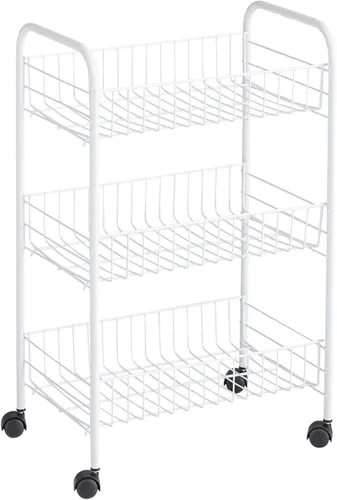 Miniatura 10 de Rubbermaid Juego de 3 cubos apilables de alambre de almacenamiento, fácil de montar, color blanco para armario/estantería/juguetes, organizador