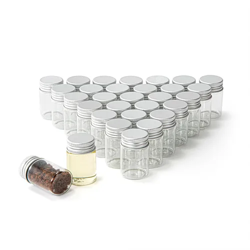 Miniatura 11 de Viales de vidrio de 80 ml, 14 piezas, con tapa de rosca de aluminio, 14 botellas de vidrio transparente de BKMAMLAB