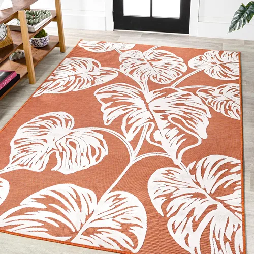 Miniatura 12 de Eyely CWH100C-28 Hawaii Tobago - Alfombra de pasillo de dos tonos con hoja de Monstera para interiores y exteriores, bohemia; moderna, dormitorio