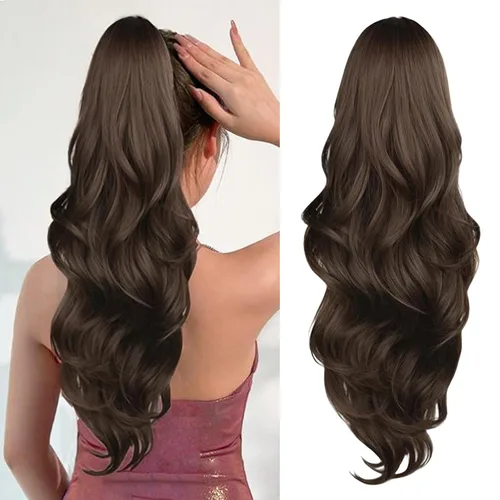 Miniatura 22 de Extensión de cola de caballo rubio, extensión de cola de caballo con cordón de 20 pulgadas para mujeres, extensiones de cabello de cola de caballo