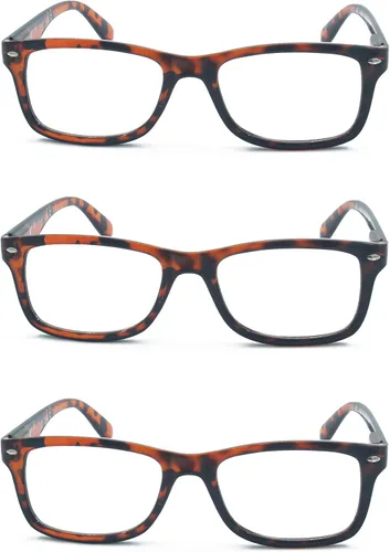 Paquete de 3 gafas de lectura con marco de plástico vintage para hombres y mujeres, multicolor