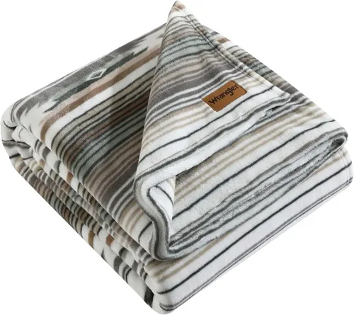 Wrangler - Manta de tamaño individual, ropa de cama de forro polar de felpa súper suave y reversible, manta para sofá o cama (verde arena coyote)