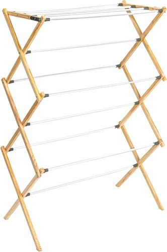 Household Essentials X-Frame - Estante de secado de ropa, marco de madera estable con pies inclinados, varillas envueltas en vinilo suave, 23.8 pies