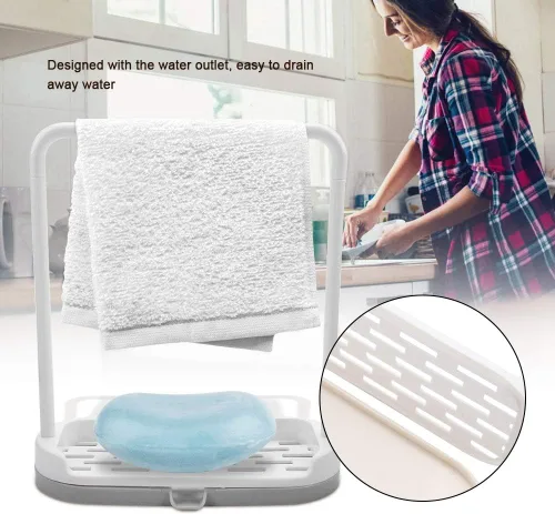 Miniatura 3 de Toallero de cocina para encimera de cocina, soporte para trapo, soporte para trapo, barra desmontable de cocina, toallero, organizador de Gris
