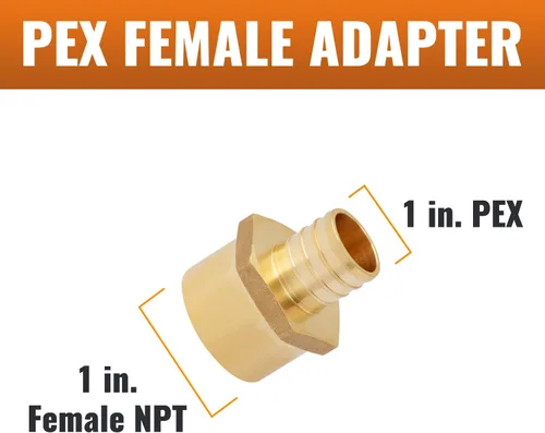Miniatura 4 de SUNGATOR Paquete de 2 accesorios de latón PEX de 1" a 1" hembra NPT, certificados por
