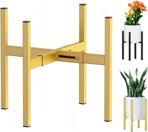 Soporte de metal para plantas, tamaño ajustable para macetas grandes de 10, 12, 13, 14, 15 y 16 pulgadas, soporte de plantas expandible de mediados
