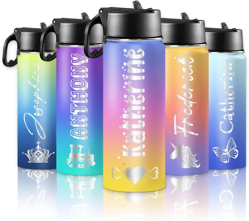Miniatura 10 de Personalized Kids Water Bottles with Name for School Double Wall Custom 18 oz Stainless Steel Insulated Water Cup with Straw Lid Customized Gifts