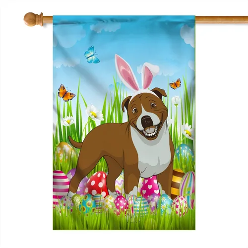 Miniatura 18 de Beagle Happy Easter Day Holiday Flag Funny Dog Wear Bunny Ears Headband Cute for Home Decor (12" x 18") USA Garden Flag Premium Decorative Yard