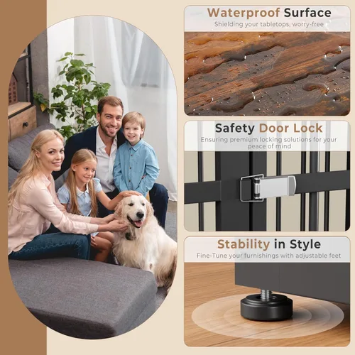 Miniatura 3 de Lyromix Mueble Jaula para Perros XXL de 48 pulgadas con 3 Puertas, Mesa Auxiliar Jaula de Madera Resistente para Interiores Jaula Combinación
