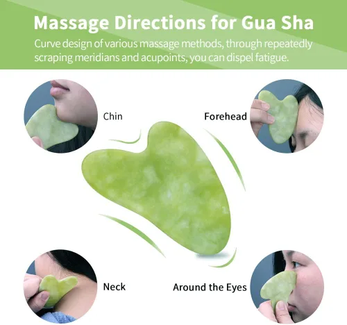 Miniatura 7 de AECW Juego de rodillo de jade natural 3 en 1 y Gua Sha para cara y ojos, rodillo de masaje de enfriamiento facial Rodillo de hielo rosa + rodillo