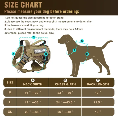 Miniatura 6 de WINSEE - Arnés táctico para perros grandes, chaleco MOLLE de servicio pesado con 10 parches para mascotas, chaleco militar de trabajo sin tirones