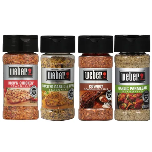 Miniatura 8 de Weber Set de condimentos Ultimate Grilling con ajo asado y hierbas, Kick'n Chicken, Gourmet Burger y condimentos Chicago Steak
